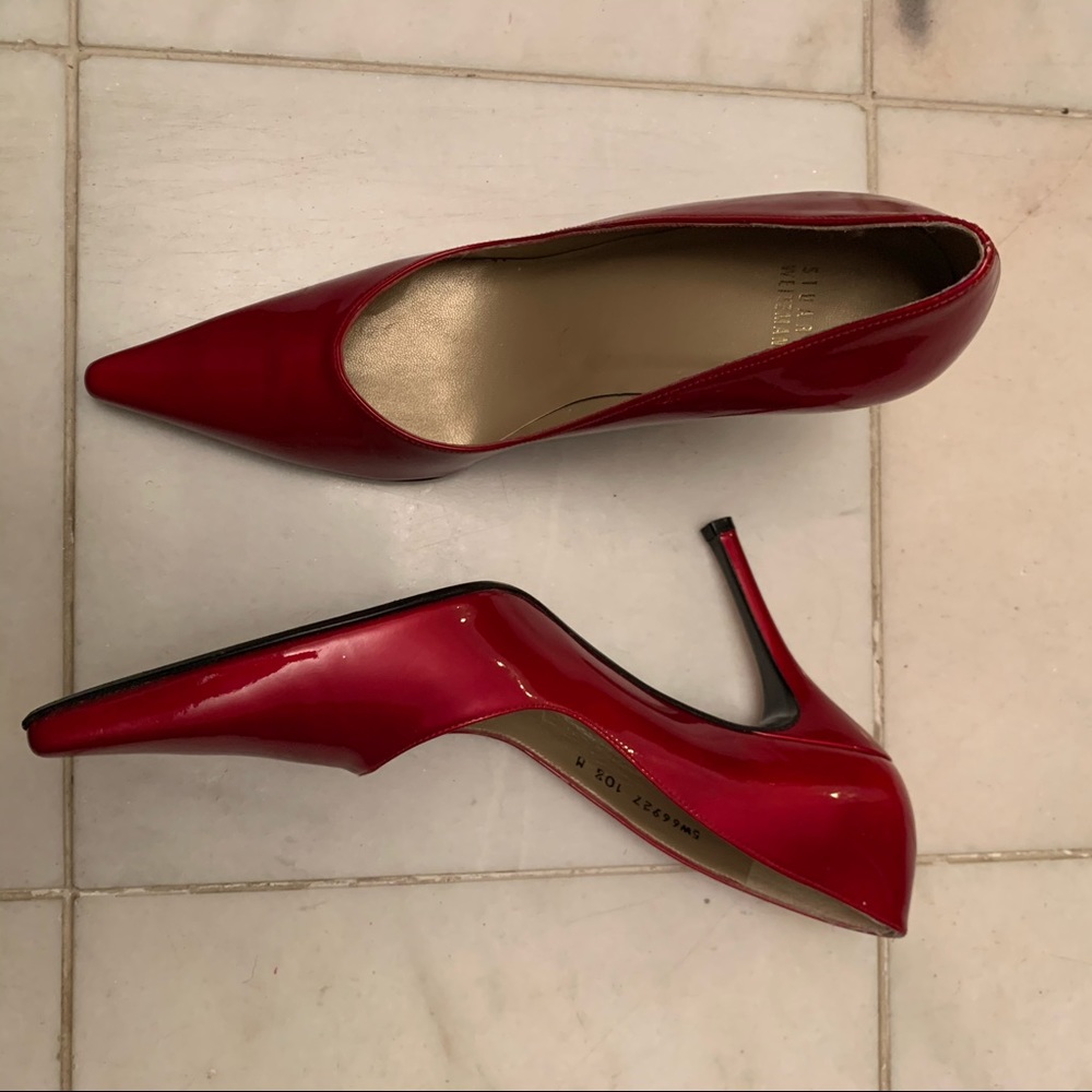 Stuart Weitzman Red Patent Pointed heels 10.5